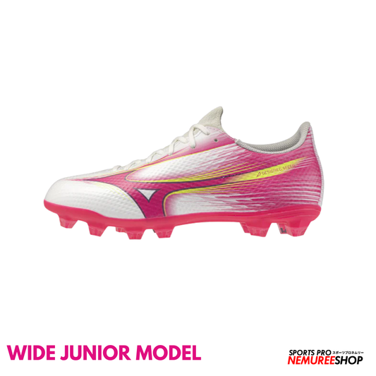 MIZUNO Football Shoes ALPHA 3 SELECT JR WIDE (WHITE/FUCHSIA PURPLE) - Nemuree Shop - Online Sports Store