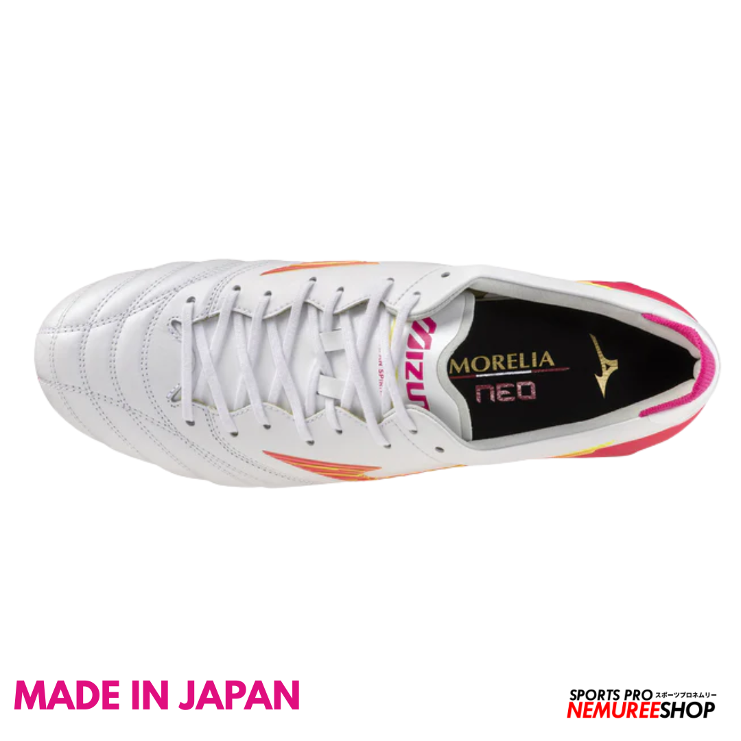 MIZUNO Football Shoes MORELIA NEO 4 JAPAN (WHITE/PINK TETRA/FUCHSIA PURPLE) - Nemuree Shop - Online Sports Store