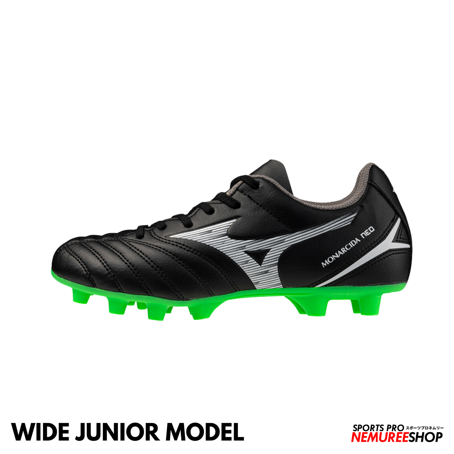 MIZUNO Football Shoes MONARCIDA NEO 3 SELECT JR WIDE (BLACK/NEON GEEN)