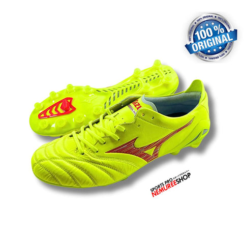 MIZUNO Soccer Shoes MORELIA NEO 4 ELITE (SAFETY YELLOW/FIERY CORAL 2/GALAXY SILVER)) - Sports Pro Nemuree Shop - Online Sports Store